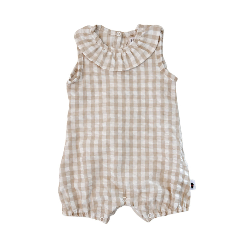 Frilly Neck Rompers - Gingham