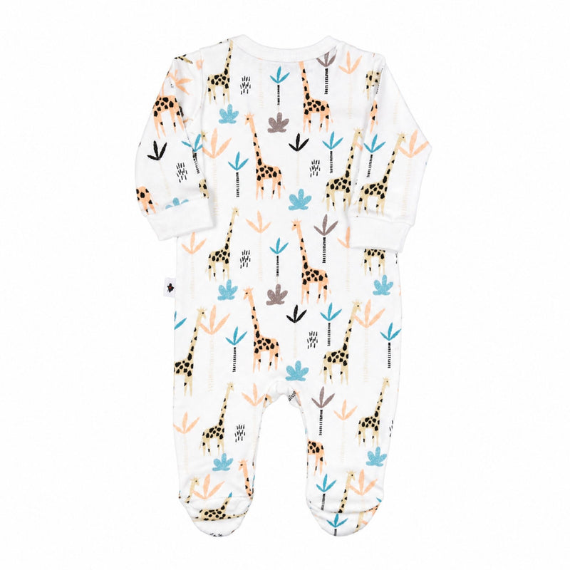 Giraffe Print Long Sleeve Footy Romper