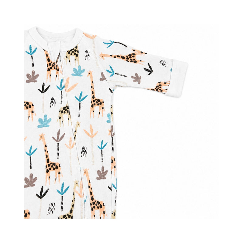 Giraffe Print Long Sleeve Footy Romper