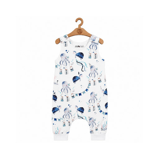 Harem Romper - Otto the Octopus in white with octopus, turtles, bunting and ocean-themed details
