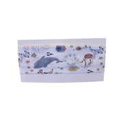 Back of Babies headband in a Baba Fishees Finn and Friends print on a white cardboard with Baba Fishees logo