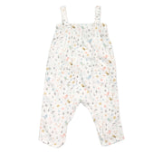 Jump Suit - Tweety Bird - White baby jumpsuit with pastel bird print, adjustable shoulder straps and loose fit