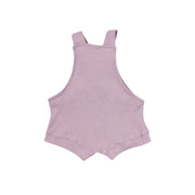 Back of Knot Dungaree - short-waffle weave - a lilac ribbed romper with knot straps 