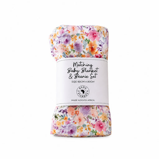 Shop Matching Blanket and Knot Beanie Sets with a cotton lycra knot beanie and 100% interlock cotton blanket.