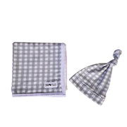 Sage green and white checkered baby blanket and knot beanie set
