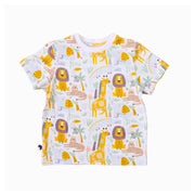 Tee Shirt – African Pride short sleeve baby tee with lion and giraffe safari print, made from 95% cotton and 5% lycra