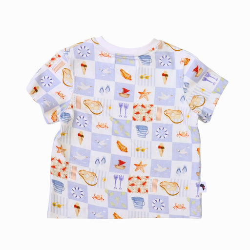 Back view of Tee Shirt – By The Seaside short sleeve baby tee with seaside icons print, made from 95% cotton and 5% lycra