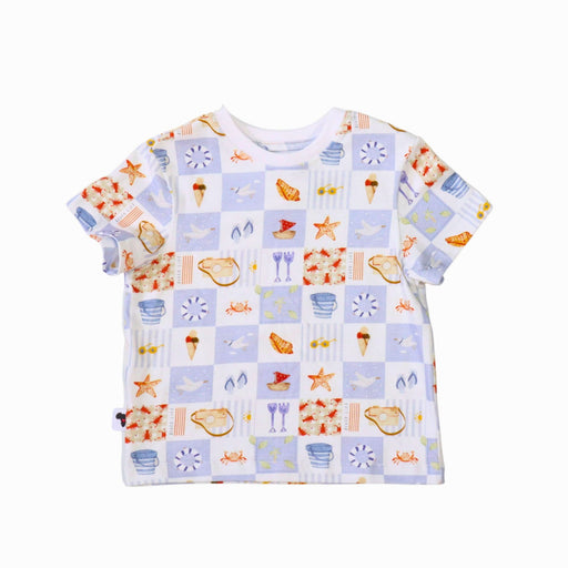 Tee Shirt – By The Seaside short sleeve baby tee with seaside icons print, made from 95% cotton and 5% lycra