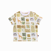 Tee Shirt – Safari Stamps cotton and lycra kids tee with safari animal stamp print