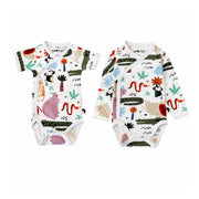 Wrap Onesies in Rust Ellie print in short and long sleeves