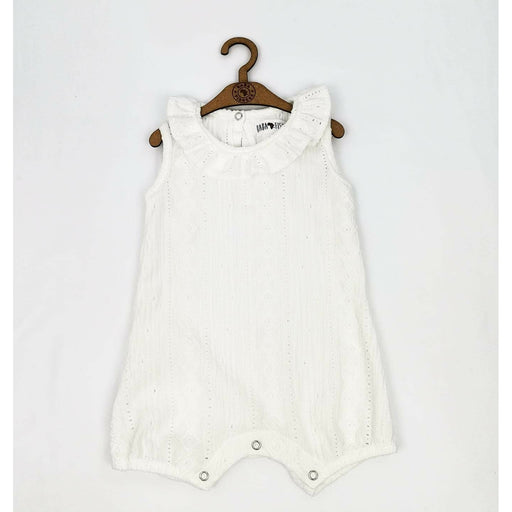 FRILLY NECK ROMPER - LACY MILK - BABAFISHEES