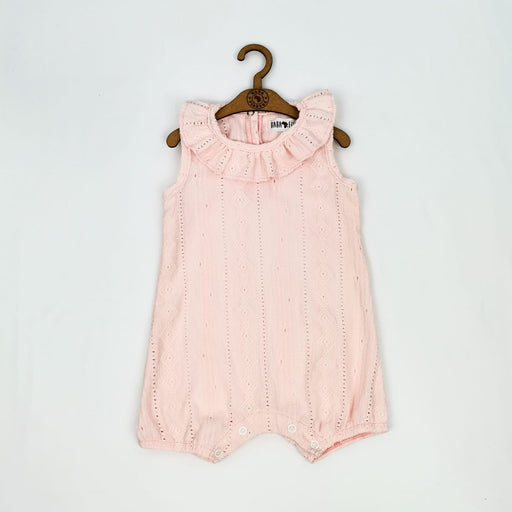 FRILLY NECK ROMPER - LACY PINK - BABAFISHEES