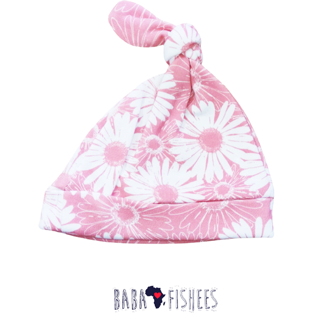 KNOT BEANIE -  DUSTY PINK DAISIES AW21 - BABAFISHEES
