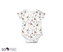 A soft, high-quality short sleeve cotton classic onesie with colourful illustrations of giraffes, along with palm trees and flowers scattered throughout the design.