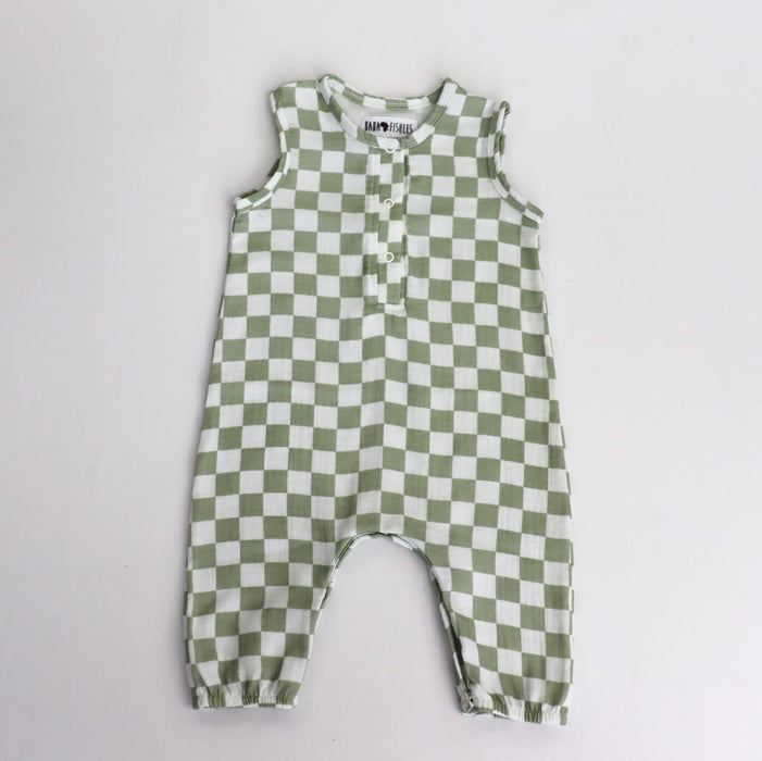 HENLEY ROMPER - SAGE CHECKED  SS22/23 - BABAFISHEES