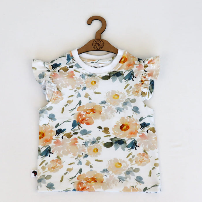 FRILLY ARM TEE - WATERCOLOUR PRETTY  SS22/23 - BABAFISHEES